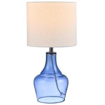 Modern Curvy Glass Table Lamp with Linen Shade
