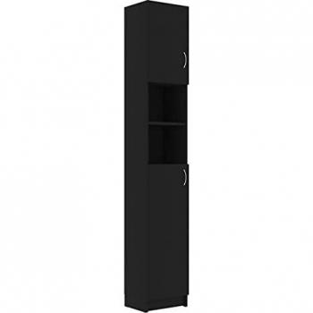 Vidaxl Armario de baño madera contrachapada negro 32x25,5x190 cm Negro