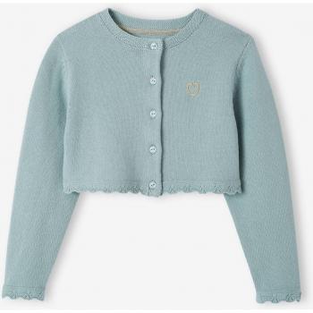 Gilet en maille pointelle pour fille bleu doux