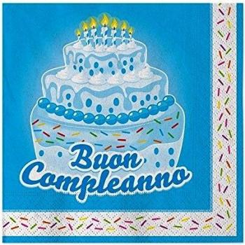 Confezione Tovaglioli per Torte di Compleanno – 20x Azzurri