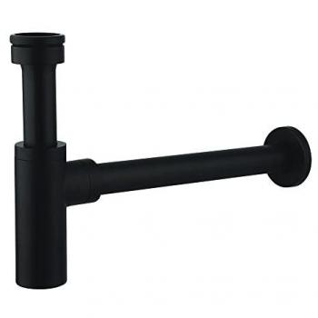 Sifón de desagüe redondo minimalista latón negro mate 185 mm