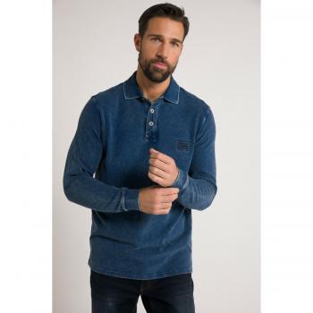 Maglia polo cotone 7XL blu con ricami uomo JP1880