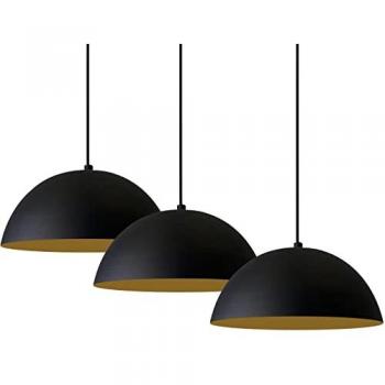 Lámpara de Interiores Bamyum Lipeo 3×27 W, Negro Metal, Base Ø 26 cm, Detalle Oro