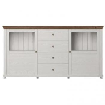 Buffet 180 cm Assia (Rovere-Frassino) con luci LED integrate, 2 porte e 4 cassetti