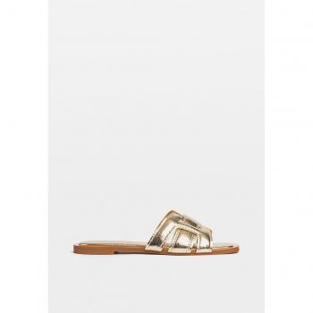 Stradivarius Flat Strappy Sandals Gold 8