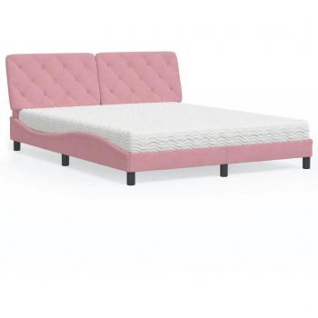 Lit adulte rose avec matelas 160x200 cm