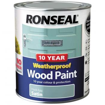 Ronseal 10 Year Weatherproof Wood Paint For Exterior Door Window Satin 750ml