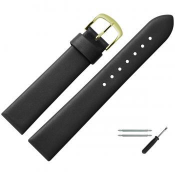 Lederarmband 18 mm Schwarz – Marburger Montageset für Uhren (6271810000220)