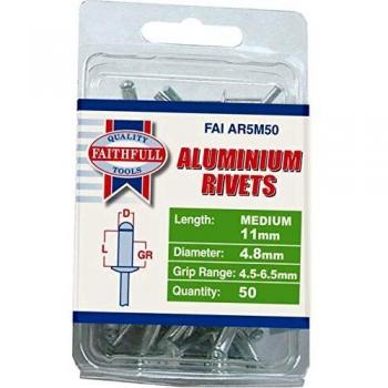 Faithfull Aluminium Pop Rivets 4.8mm 11mm Pack of 50