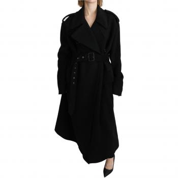 Virgin Wool Black Blazer Trenchcoat Jacket