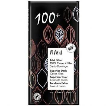 Vivani Vegan Dark Chocolate 100% with Cocoa Nibs