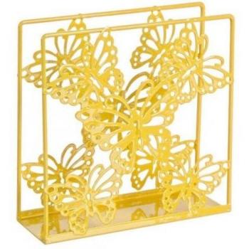 4X Porta Servilletas Iperbriko Mariposa Amarilla Metal 14x5x14 cm