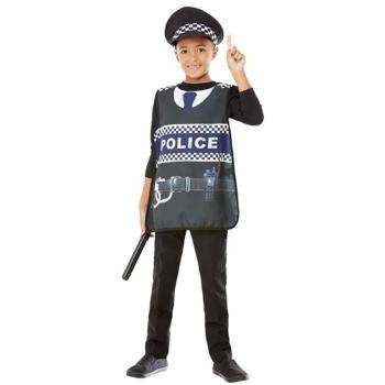 Kit de Policía Infantil: Tabardo, Sombrero y Porra