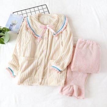 Fdfklak Flannel Sleepwear for Breastfeeding