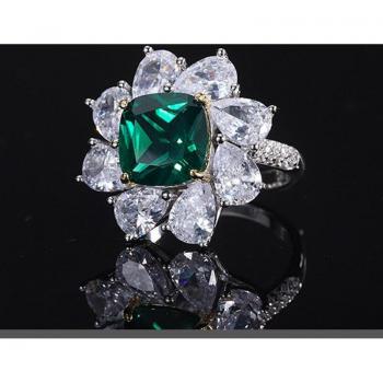 OEVAS 100% Sterling Silver Emerald Diamond Wedding Jewelry Set