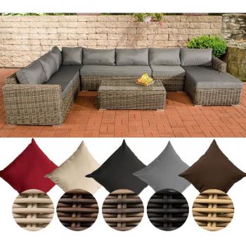 Polyrattan-Gartenensemble Tessera – CLP Möbelgarnitur mit Ecksofa und Chaiselongue in Eisengrau