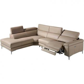 Canapé d'angle en cuir relax 5 places beige Angel Cerdà