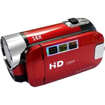 NightScout Kids Vlog Camcorder 1080p, 32GB, Red/Black