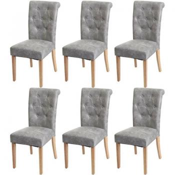6 Sedie vintage inglesi in tessuto grigio