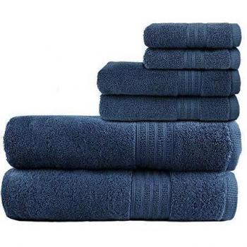 TRIDENT Towel Set, 100% Cotton Air Rich Towels, 6 Piece Set-2 Bath Towels, 2 Hand Towels, 2 Washcloths, Patented Technology Air Rich Bathroom Towels, Super Absorbent, 550 GSM, Soft Comfort