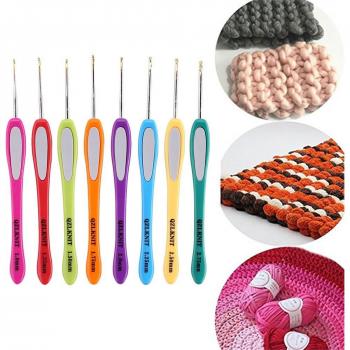 8-Piece Crochet Hook Set, Multicolor Aluminum with Plastic Handles, 1mm-2.75mm