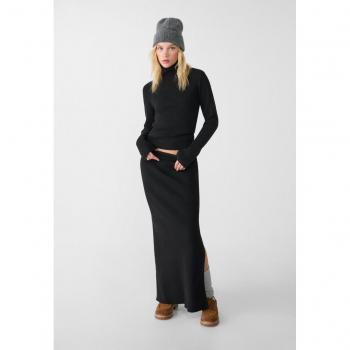 Stradivarius Black Knit Skirt Midi Size S