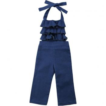 Mono de mezclilla con volantes, ropa infantil, talla 2-6T