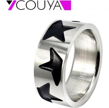 316L Edelstahl Ring mit schwarzer Emaille für Frauen