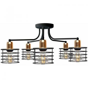 Black & Copper Edison 65cm Semi Flush Multi-Arm Ceiling Lamp