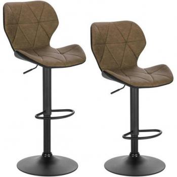 Tabouret de Bar Réglable EUGAD Similicuir Métal 47x39x90-112cm