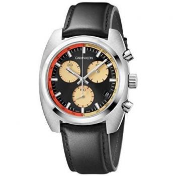 New Unisex Calvin Klein K8W371C1 Chronograph Black And Yellow Dial 43mm Watch