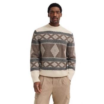 Norweger Pullover in Cognac – Stehkragen, Fair-Isle – Herren – Regular Fit – 70 % Wolle