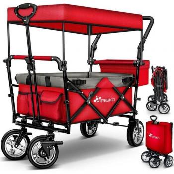 Tresko Handwagen Klappbar, 80 kg Traglast, Dach & Bremsen