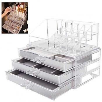 Portagioie Trasparente con 3 Cassetti, Box per Rossetto – SWAWIS