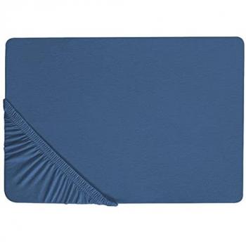 Beliani Drap Housse Classique Bleu Marine Janbu