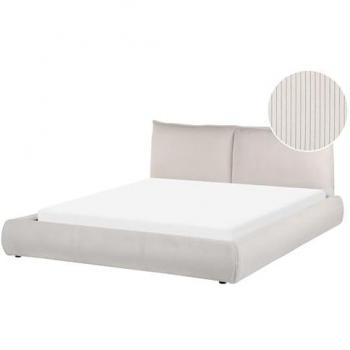 Modernes Wasserbett Hellbeige Cord 160x200 cm – Beliani Vinay Modell