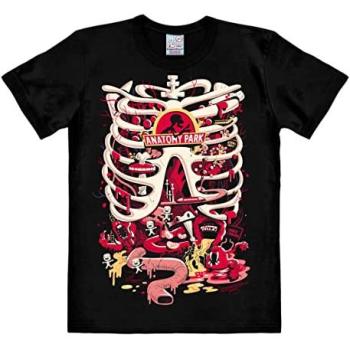 Schwarzes XL T-Shirt mit Rick & Morty Anatomie-Park Design