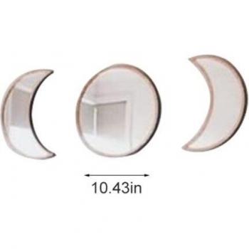 3PCS Nordic Style Wooden Decorative Moon Phase Wall Mirror Stickers