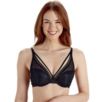 High‑Apex Diamond Mesh Bra – 32B, Black