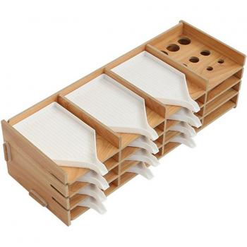 Plateau multi-couche en bois pour outils de broderie