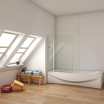 Mampara de baño sin marco exterior, dos hojas, aluminio gris mate y vidrio templado 4 mm