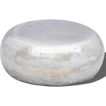 Tavolino in Alluminio Martellato Argento per Caffè