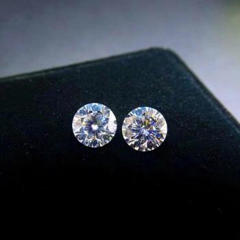 2pcs 6.5mm Moissanite IJ Color 1ct Lab Diamond Round Cut