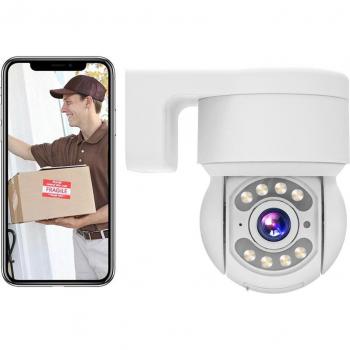 Cámara de vigilancia WiFi TALLPOWER C48, HD 2K 4MP, visión nocturna, 360° de movimiento, detección de movimiento, resistente al agua IP65, audio bidireccional, aplicación Tuya/Smart Life