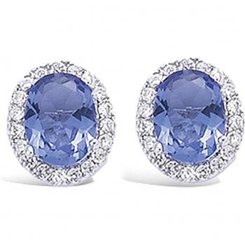 Celestina Tanzanite Drop Earrings (Silver, Rhodium Plated) – 8×10 mm