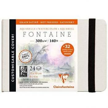 Carnets cousu 10x15cm Fontaine entoilé blanc 300g satiné 24F + 32 cartes dÃ©tachables