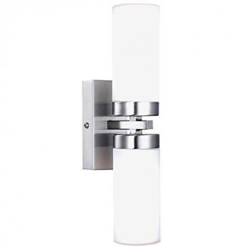 Lampada da parete in vetro per bagno, faretto LED up down, set completo di lampadine