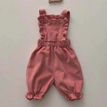 Baby Boy Girl Corduroy Braces Pants