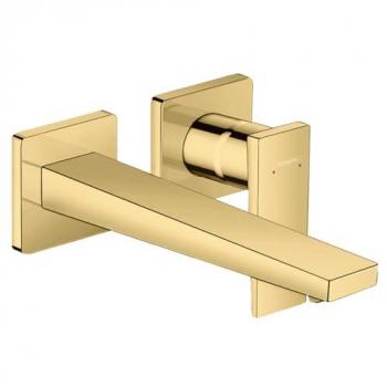 Grifo empotrado Hansgrohe Metropol, caño 225 mm, manecilla de palanca, desagüe libre acabado oro pulido