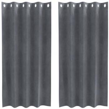 Set di tende oscuranti in velluto grigio chiaro con occhielli